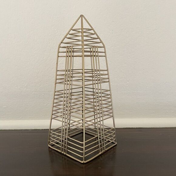 Wire Obelisk Metal Trellis Tabletop Sculpture Copper 10x4” Home Decor MCM Modern - Picture 1 of 8